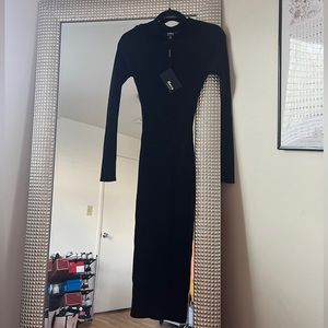 Hera Long Sleeve Midi Dress - Black